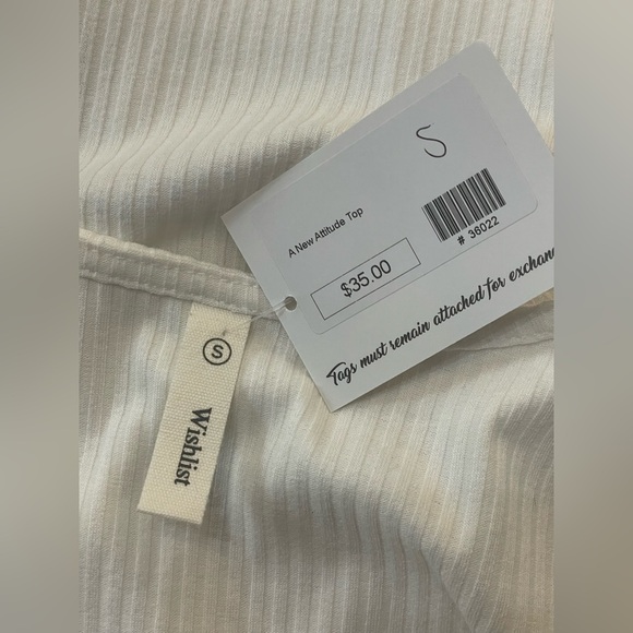 Wishlist White Ribbed Button-Down Top NWT Small - Picture 8 of 9